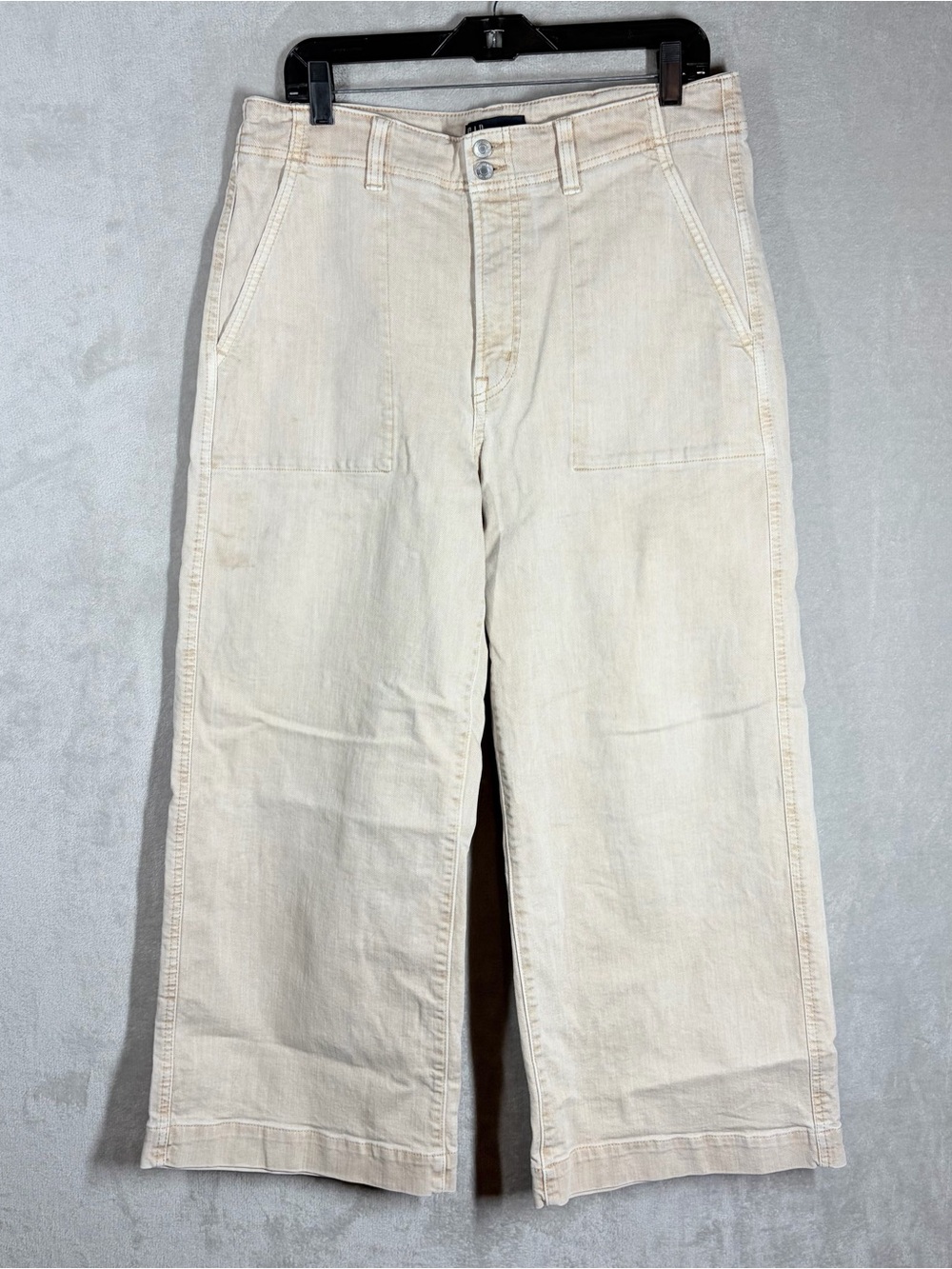 GAP High Rise Wide Leg Crop Jeans Women’s 14 Tan Minimalist Coastal Modern